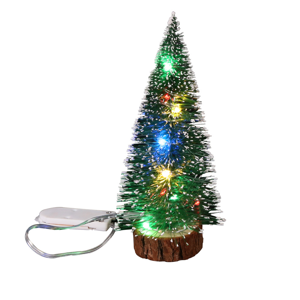 Green Cedar LED Light Luminous Pine Needle Tree Christmas Decorations Desktop Ornaments Gift Mini Small Christmas Tree