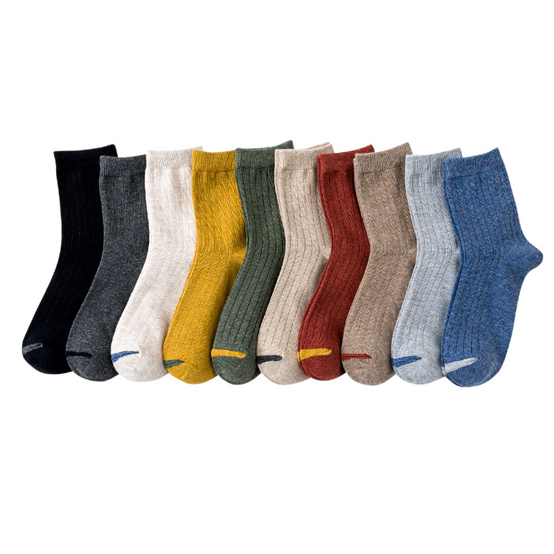 Socks for Men and Women Lovers Socks Mid-tube Socks Autumn and Winter Thickened Cotton Socks Long Tube Cotton Deodorant Japanese Style Vertical Strip Men's Socks