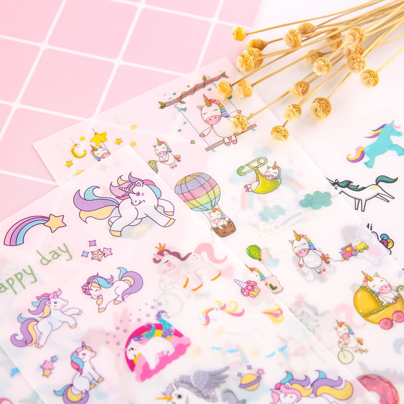 Cute cartoon PVC stickers unicorn stickers photo album Hand account material DIY handmade decorative stickers diary stickers