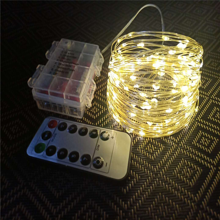 Color light string wholesale remote control 8 function outdoor waterproof battery box light String LED light copper wire Christmas string light decoration