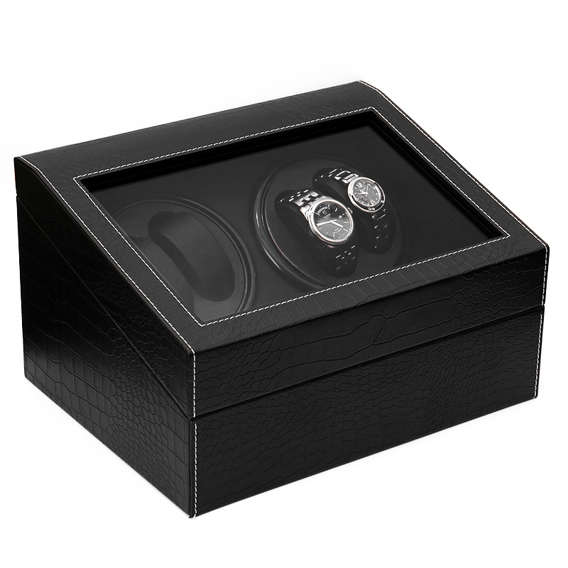 Electric watch Shaker watch storage box black crocodile pattern automatic winding watch box mechanical watch rotating motor box