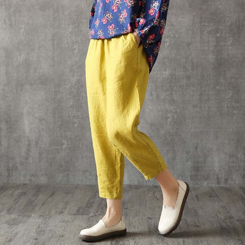 Cross-border large size women's pants spring and summer pants loose Harlan casual pants imitation cotton and radish pants a generation of hair