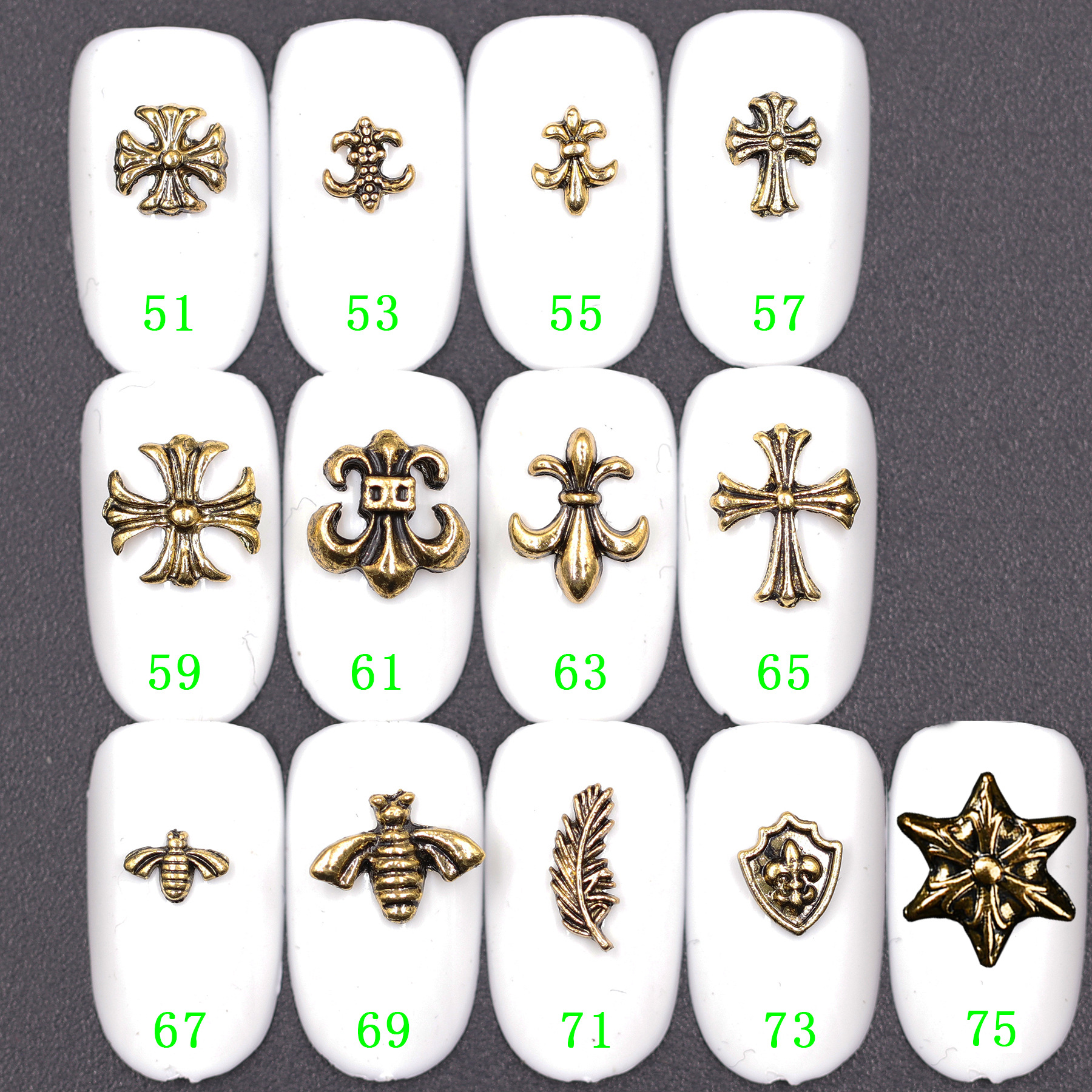 Japanese Nail Jewelry Antique Cross Alloy Retro European and American Personality Nail Punk Style Ancient Gold and Silver Black