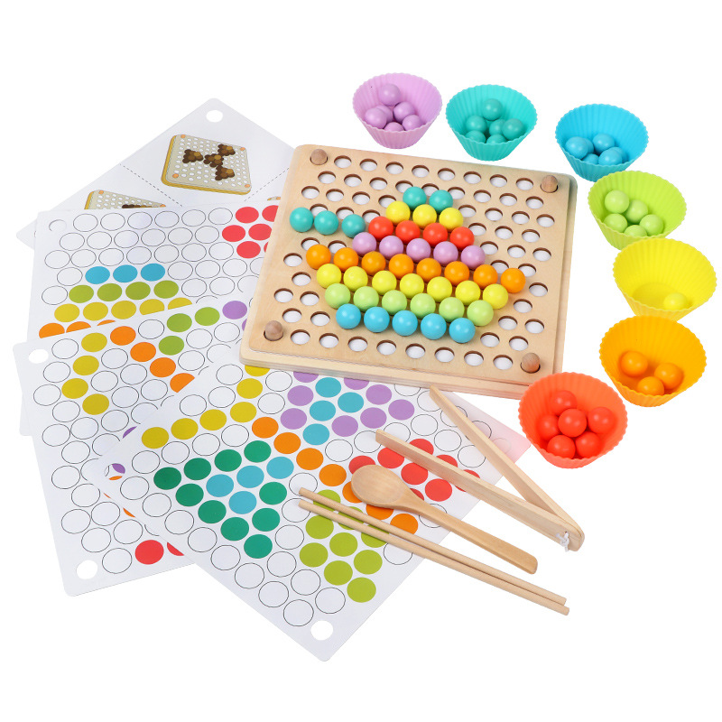 Wooden Toddler Children's Beads Jigsaw Puzzle Games Clip Music Training Baby Eating Hand-Eye Coordination Early Education Toys