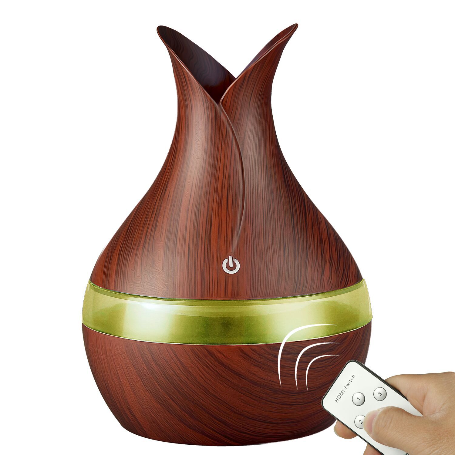 New Vase Wood Grain Humidifier Home 300ml Wood Grain Aromatherapy Machine Bedroom Desktop Humidifier USB Colorful Lights