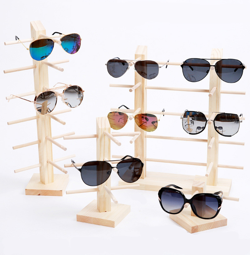 Log Glasses Display Stand Pine Wood Solid Wood Sunglasses Display Nearby Mirror Holder Glasses Frame Jewelry Props