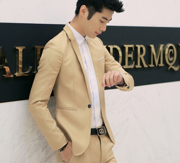 Amazon EBAY AliExpress Amazon foreign trade new men's slim casual solid color suit top fashion