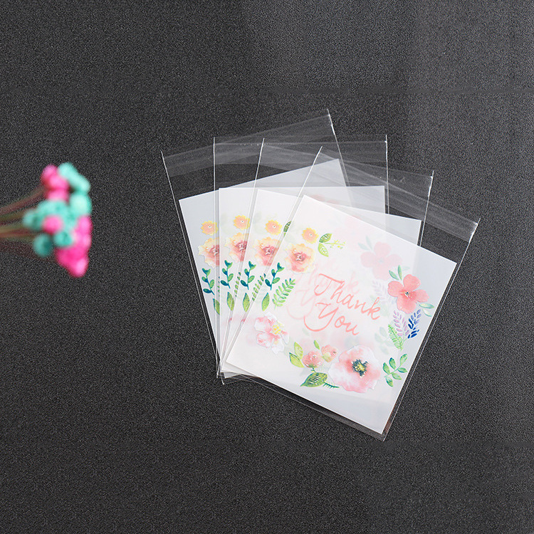 Factory direct baking packaging thankyou peach blossom self-sealing bag candy snack food packaging bag 100/piece