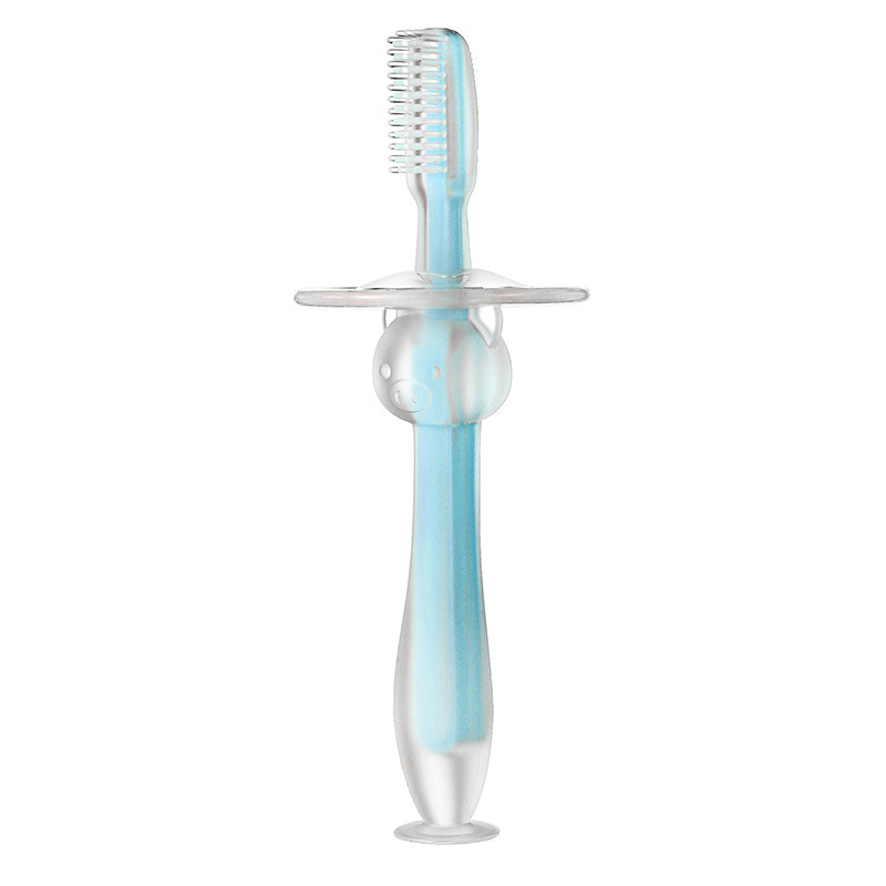 Baby Toothbrush Training Toothbrush Stereo Standing Suction Cup Toothbrush Silicone Tongue Coating Soft Brush Baffle Toothbrush