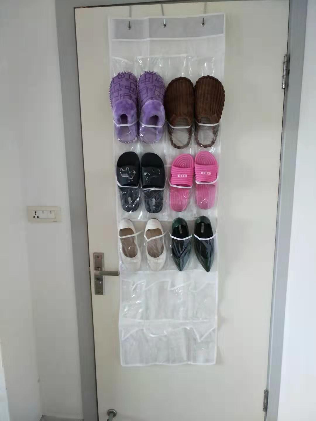 Wholesale 24 grid door rear shoes storage hanging bag household supplies organizing bag non-woven fabric + PVC door rear storage bag
