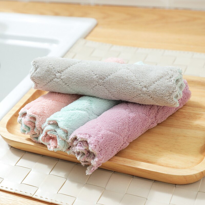 シンプルな2色両面吸水キッチンの皿洗い布は油をつけずに手拭きタオルを厚く拭きます。|undefined