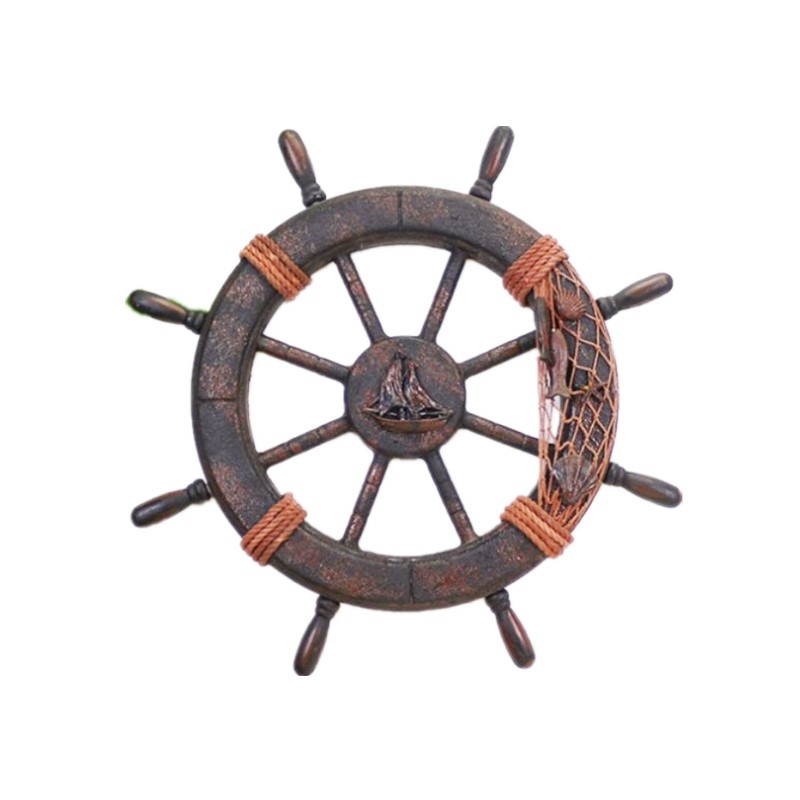 Mediterranean Style Decoration Ship Rudder Retro Old Ornaments Home Wall Living Room Wall Decoration Helmsman Pendant