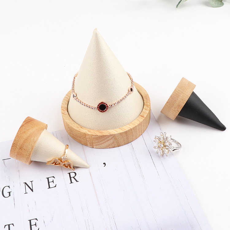 Cone Ring Rack Log Ring Display Rack Ring Holster Solid Wood Bracelet Display Rack Jewelry Rack Counter Props