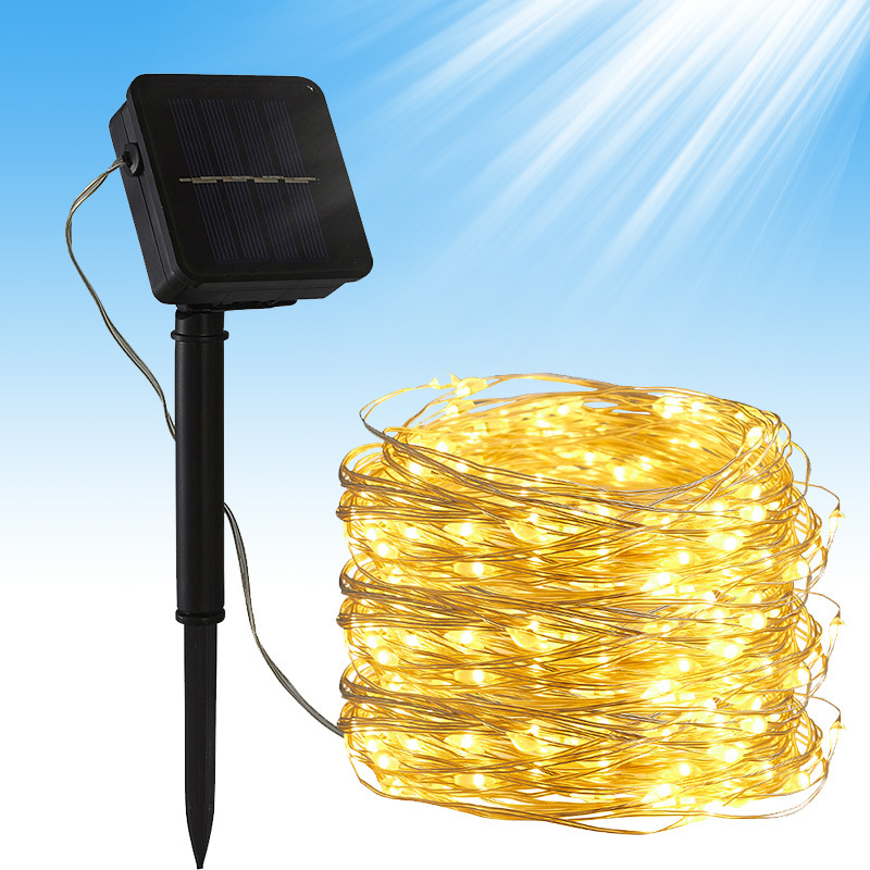 Solar string lamp USB battery courtyard layout outdoor string lamp waterproof copper wire lamp holiday decoration LED copper wire lamp