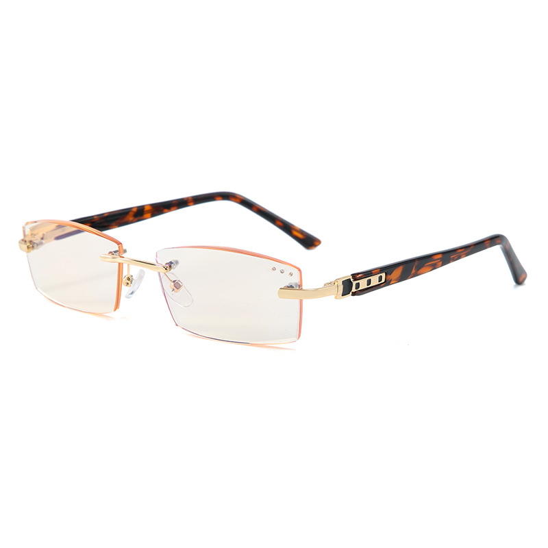 Diamond Frameless Anti-blue Light Presbyopia Glasses Men's Anti-radiation Flower Glasses Comfortable Anti-eye Fatigue Glasses Lightweight 802