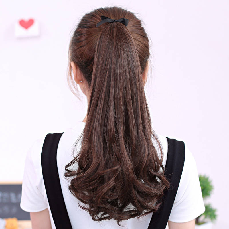 Wig Ponytail Women's Long Curly Hair Tie-style Pear Flower Fake Ponytail Big Wave Realistic Natural Mid-length Wig