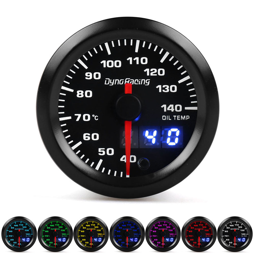 Car modification 52MM oil temperature meter high-speed stepper motor pointer LCD double display colorful car racing meter
