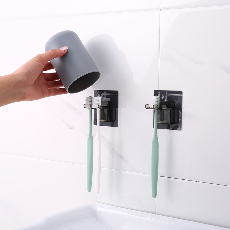 Couple Creative Seamless Mouthwash Cup Toothbrush Holder Set Bathroom Toilet Wall Hanging Toothbrush Holder Plastic Water Cup