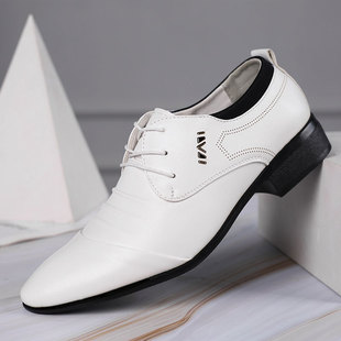 2021 new size men's shoes summer leather shoes men's business shoes White shoes Joker wedding shoes a generation of hair
