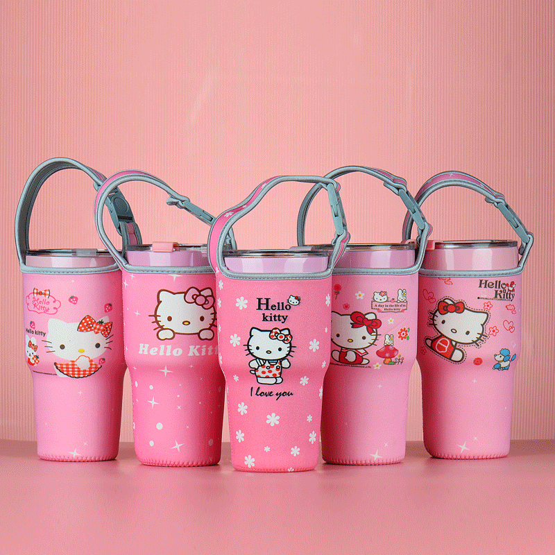 Bingba Cup Mr. Bubble Cup Set 30oz Cartoon Kumamoto Bear Bag Spot Portable Back Chubby Cup Protective Set
