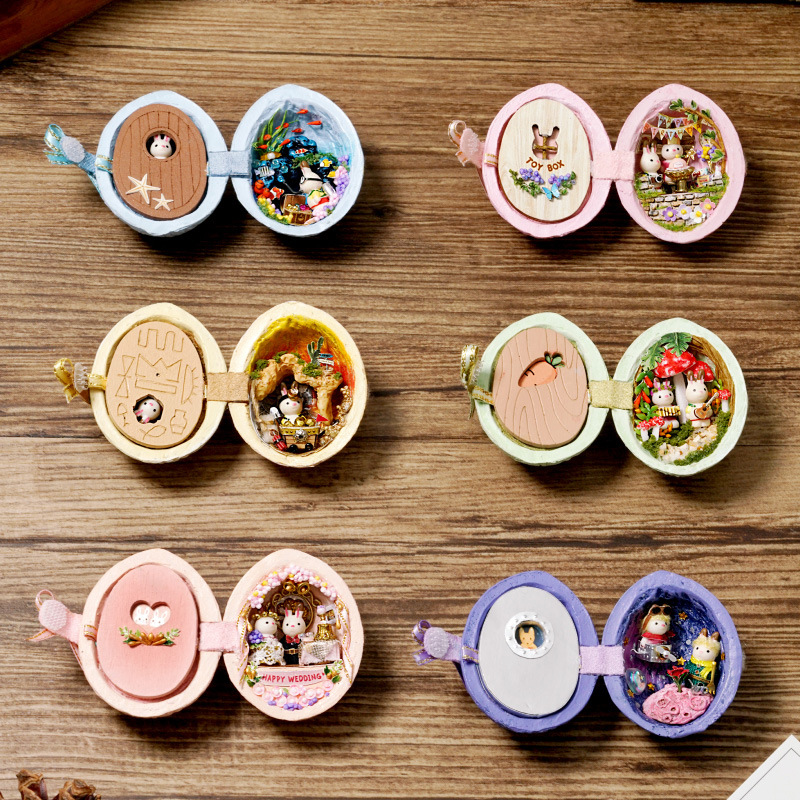 Micro walnut World Children's creative handmade diy cabin model for birthday gift little girl toys wholesale
