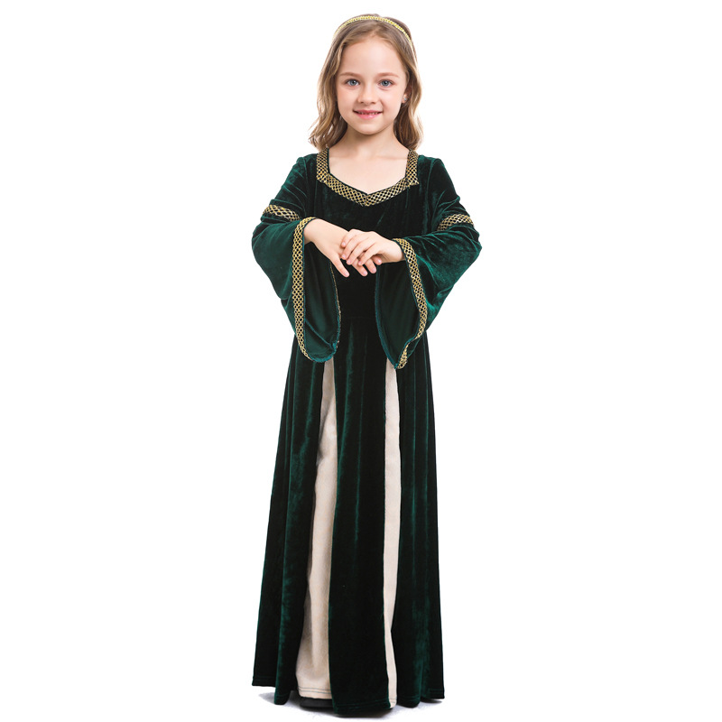 Renaissance Retro Medieval Girls' Costume Song and Dance Drama Stage Costume Palace Trumpet Sleeve Long Dress