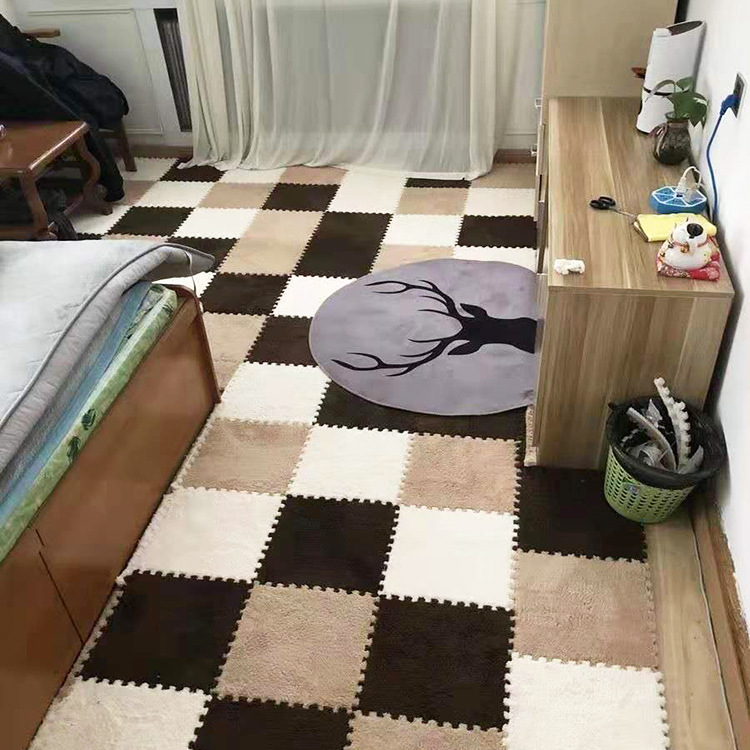 Шить бархатный коврик спальня полная кровать коврик-пазл утолщенный замшевый коврик из пеноматериала EVA плавающий оконный коврик