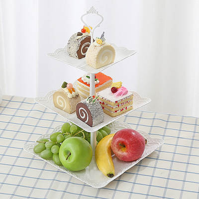 Birthday Party Three-layer Fruit Plate Living Room Dried Fruit Plate Afternoon Tea Snack Tray Dessert Table Ornaments Multi-layer Cake Rack