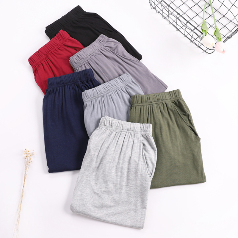 Large Size Summer Men's Modal Thin Home Pajama Pants Sports Casual Men's Short Pajama Pants Fat Bamboo Fiber Pants_voghion.com