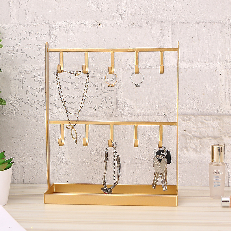 Desktop Iron Jewelry Earrings Hanger Necklace Hair Accessories Earrings Shelf Bracelet Display Rack Key Rack Storage