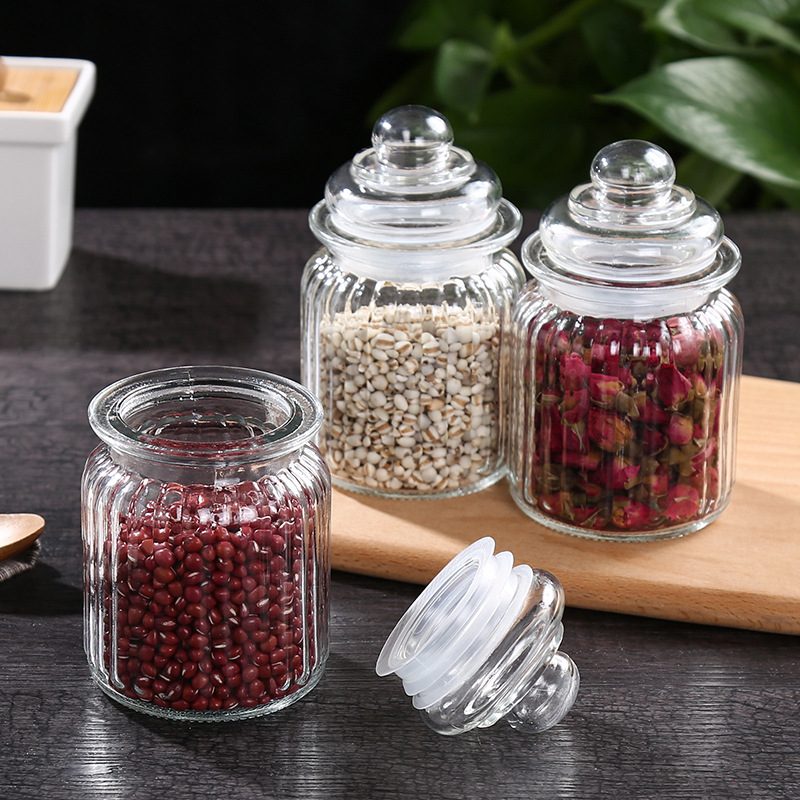 Kitchen Glass Sealed Jar Food Seasoning Grain Storage Jar Honey Jar Transparent Tea Jar Jam Bottle Storage Jar