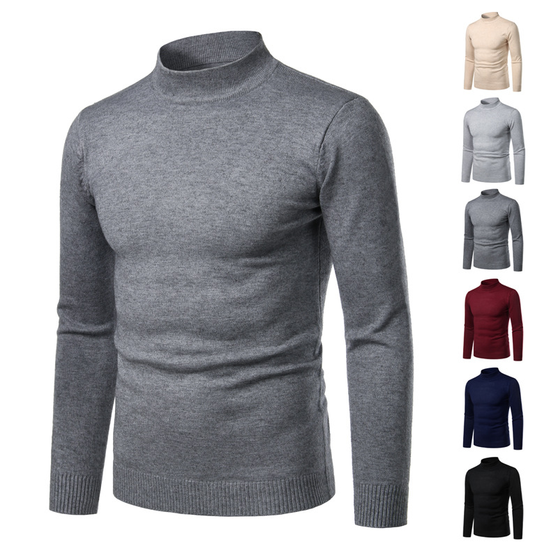 Foreign Trade Pullover Sweater Korean Slim-fit Men's Black Fashion Autumn and Winter Men's Pullover Sweater Knitted Sweater