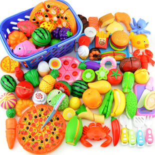 Cross-border simulation kitchen cutting fruit toy set children's cooking girls play house fruit and vegetable cutting music Wholesale