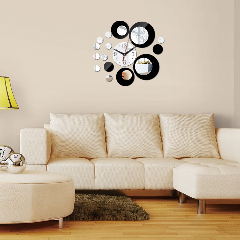 Factory wholesale cross-border crystal three-dimensional acrylic wall clock wall stickers clock home background wall living room decorative clock