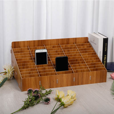 Wooden multi-grid mobile phone storage box desktop storage finishing box clue box certificate storage box multifunctional wooden box