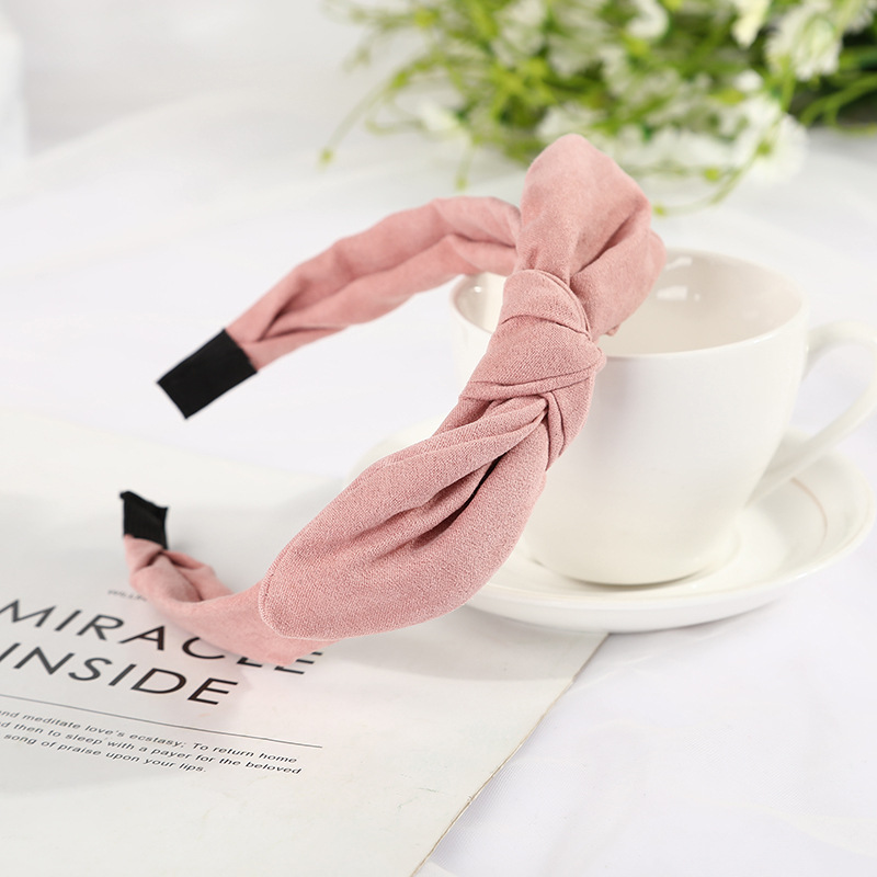 Korean version of the new headband rabbit ears solid color bow headband simple cute hair band headwear women Wholesale