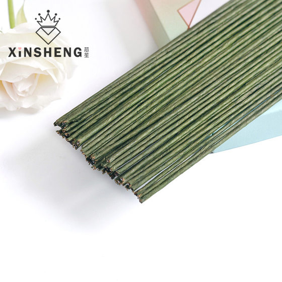 Flower Art Iron Wire Story Mobilization Flower Pole Paper Bag Glue Bag Thick Iron Wire Handmade diy Wire Mesh bouquet Tie Silk Simulation Flower