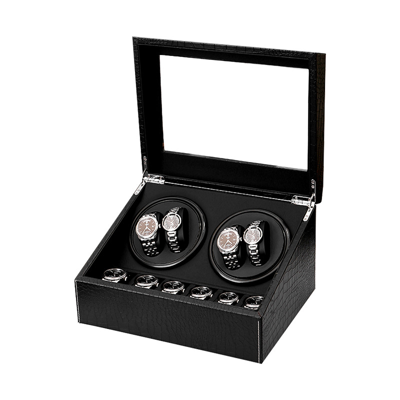 Electric watch Shaker watch storage box black crocodile pattern automatic winding watch box mechanical watch rotating motor box