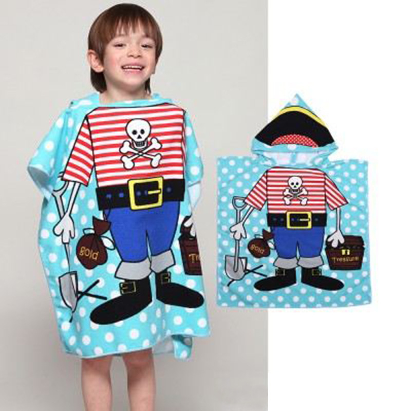 Cartoon Children's Beach Towel Microfiber Wearable Printed Bath Towel Children's Bath Towel Cloak with Hood
