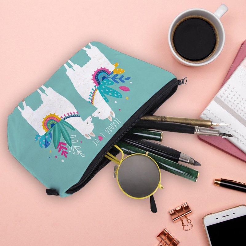 Amazon Hot Selling Printed Alpaca Cosmetic Bag Clutch Bag Women's Multifunctional Travel Storage Toiletries Bag for Women