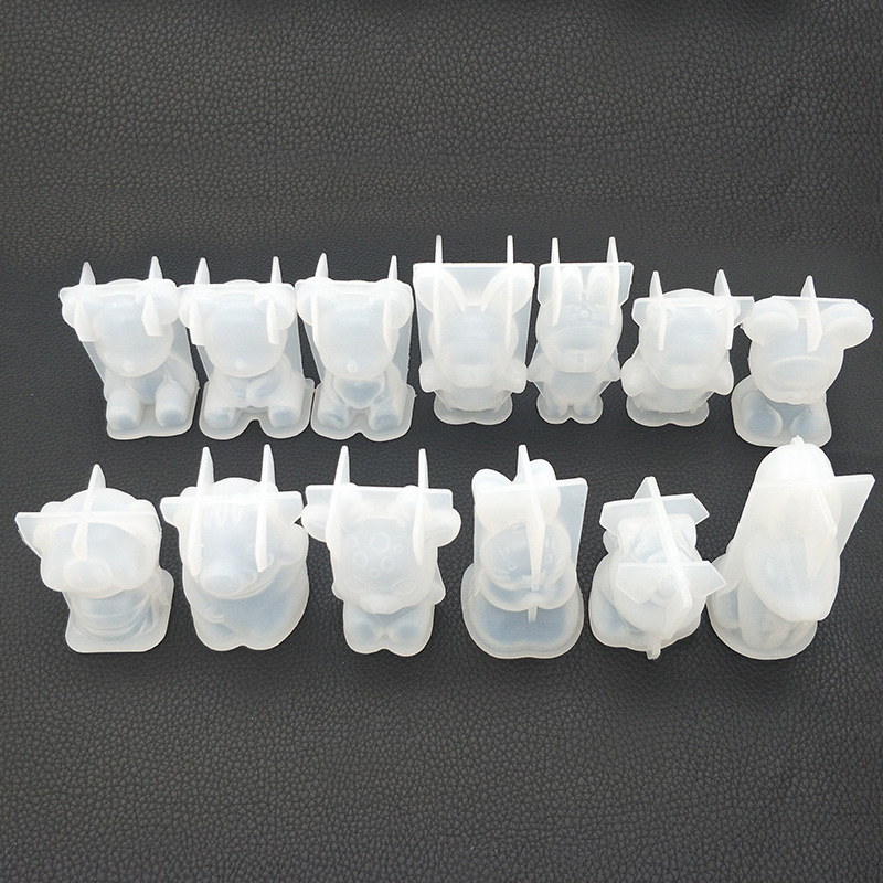 DIY Crystal Resin 3D Mold Geometric Bear Stitched Rabbit Sleep Baby Scented Plaster Diffuser Stone Aroma Ornament