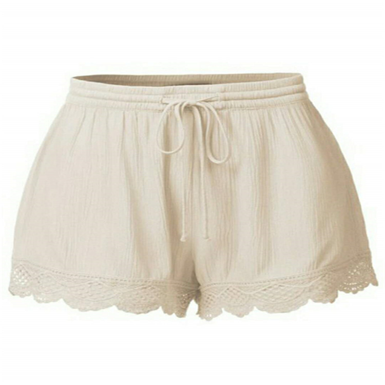 AliExpress wish ebay Amazon Europe and the United States summer explosions solid color lace lace-up shorts casual pants women