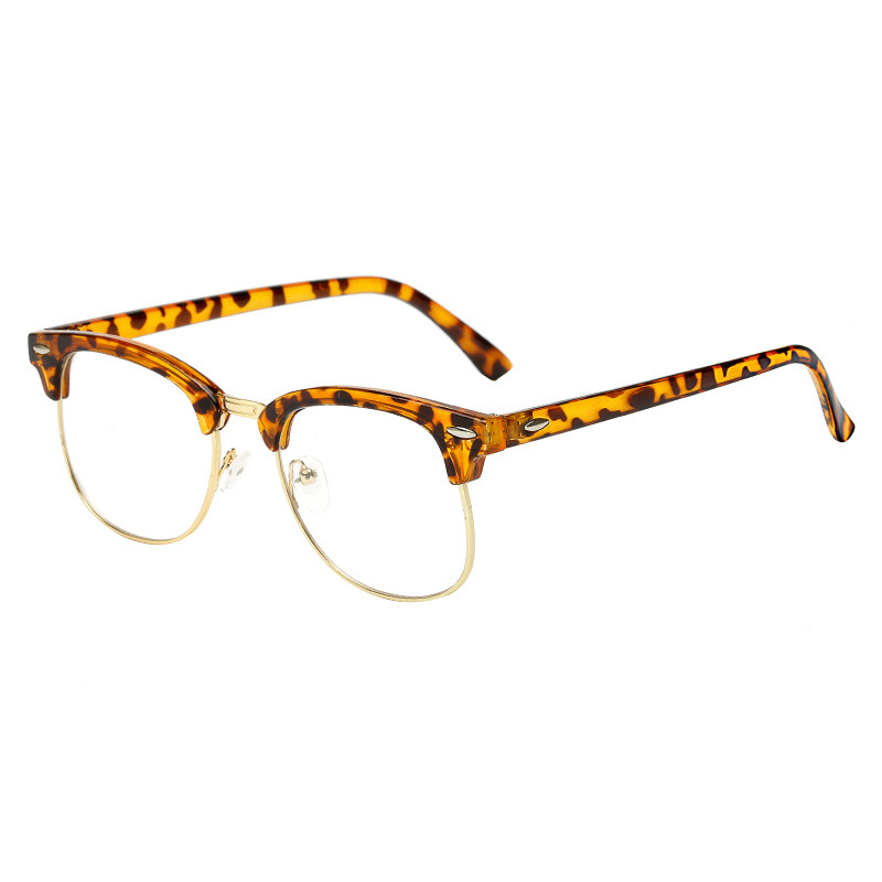 Retro Half-frame Rice Nail Frame 3016 Anti-blue Light Flat Glasses Men's and Women's Goggles Can Be Equipped with Myopia Glasses Frame