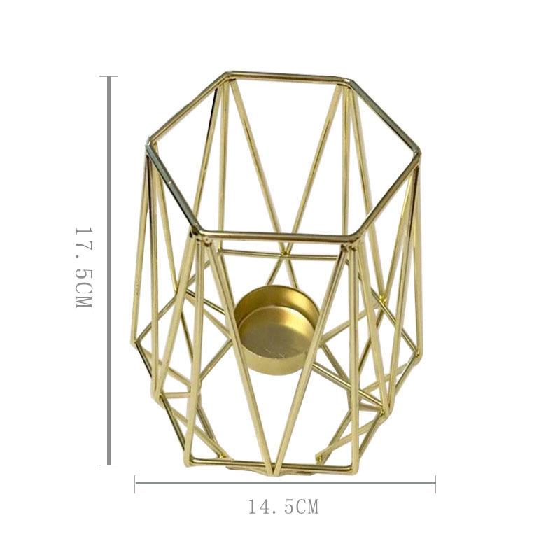 厂家批发ins北欧轻奢蜡烛台 简约几何铁艺烛杯摆件创意镀金烛架