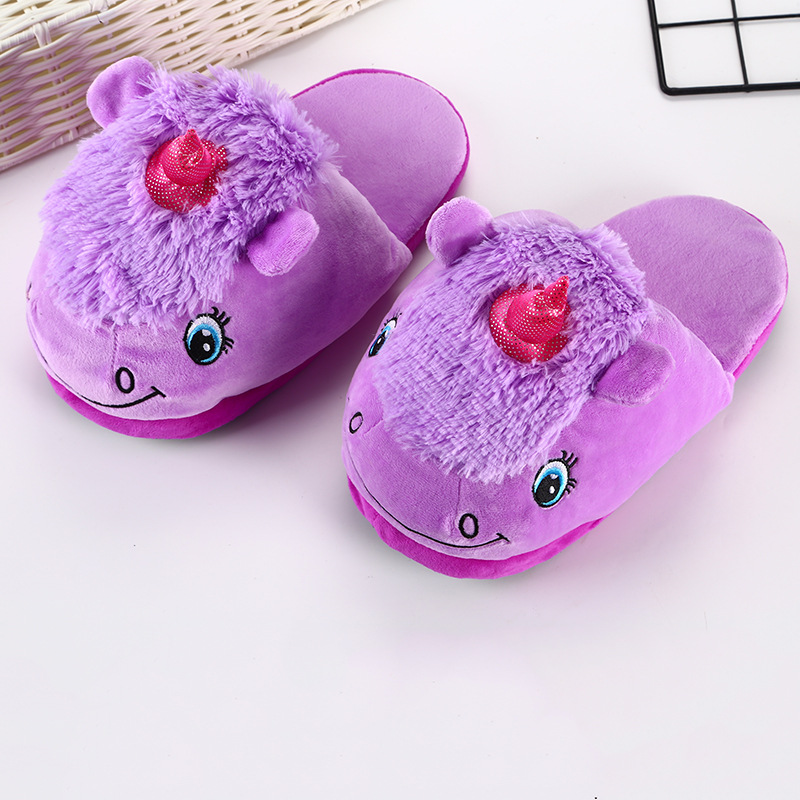 Autumn and winter comfortable velvet upper slippers half-bag heel unicorn toe home shoes black grain soles cloth shoes cotton bottom