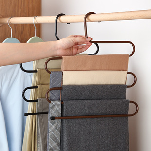 Trouser Rack Multi-layer Thickened Storage Indoor Multi-functional Trouser Clip Wardrobe S-type Anti-slip Hanger Scarf Hanger Storage
