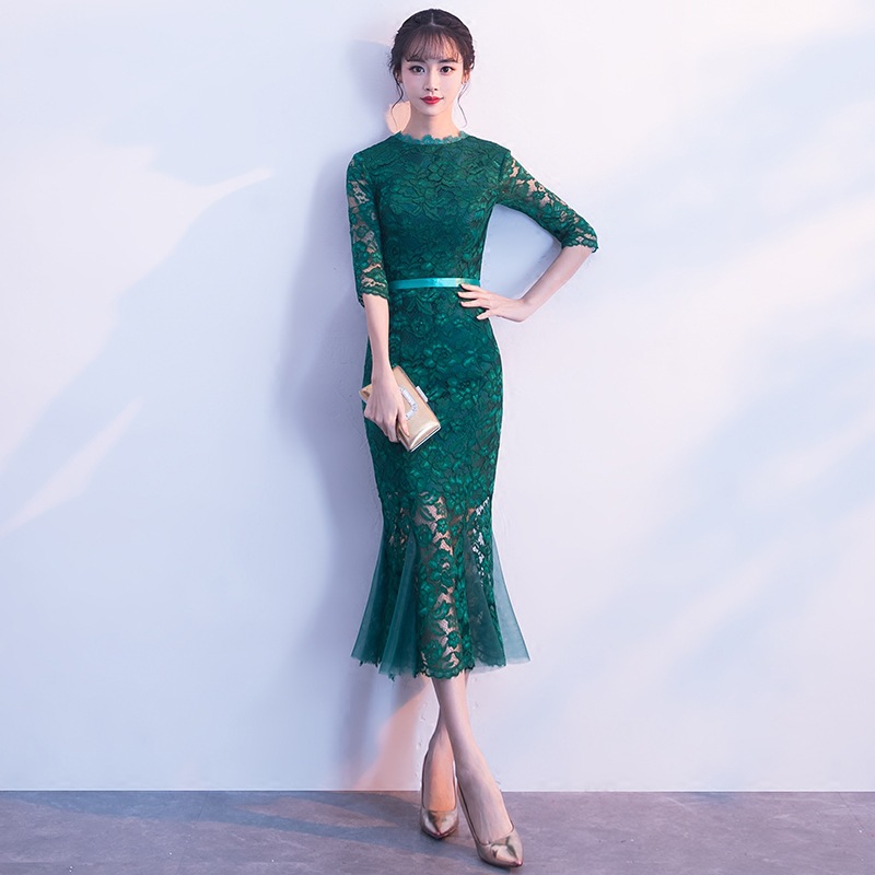 Bride Toast Dress Cheongsam 2023 New Spring Red Back Door Banquet Evening Dress Fishtail Modern Wedding Dress