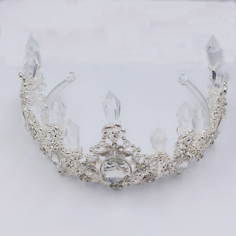 Xinghuai factory direct icicle crystal silver alloy Crown Cake decoration ice queen Princess baking accessories