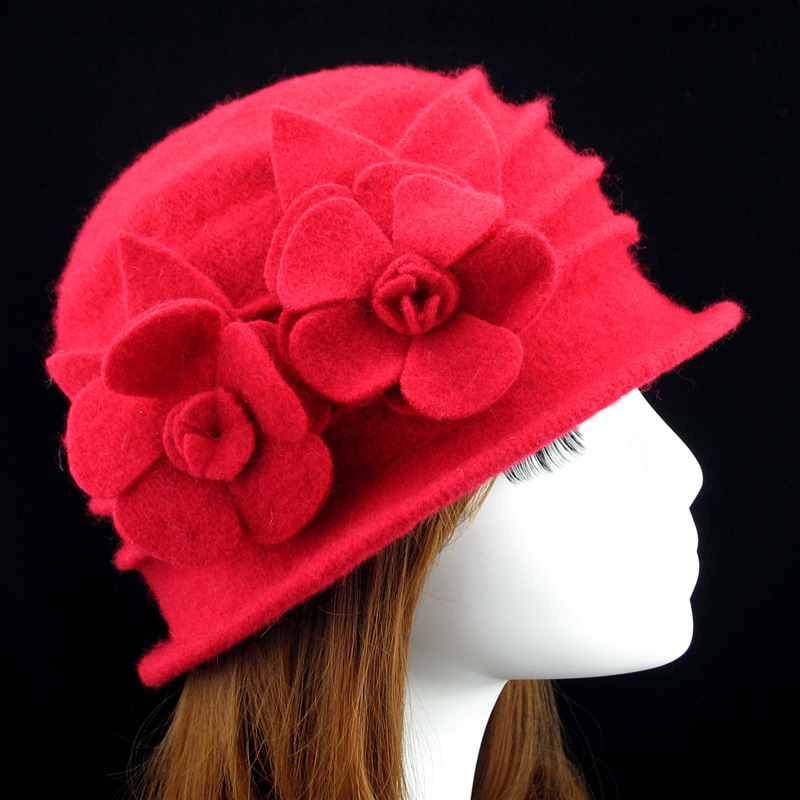 Classic European and American wool women's hat winter middle-aged and elderly elegant top hat AliExpress hot selling pure wool woolen hat