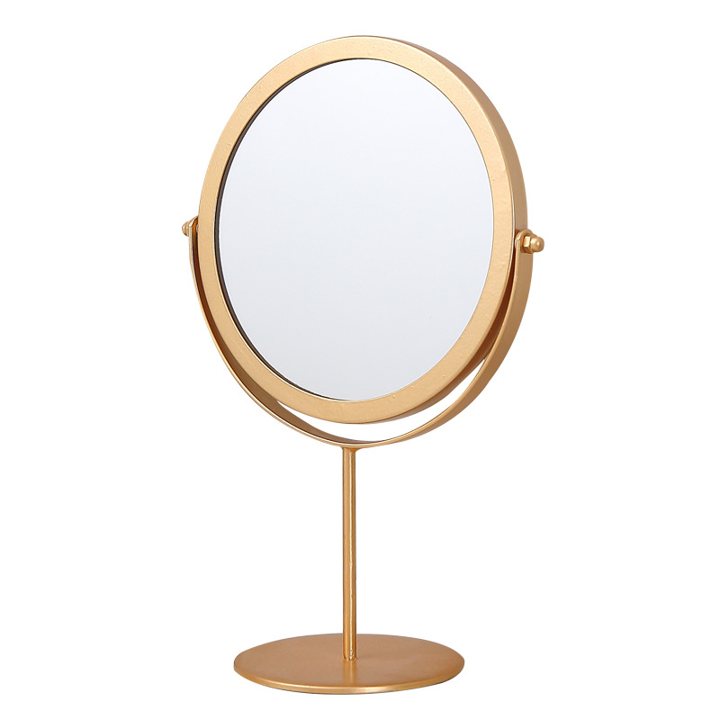 Wholesale ins desktop wrought iron metal vanity mirror stand tall round small mirror erect desktop cosmetic mirror